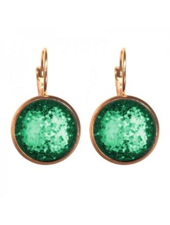 Urban Hippies Øreringe, Emerald glitter Dots gp